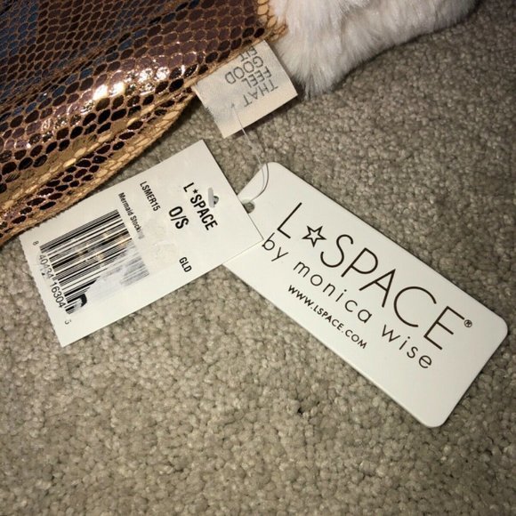 L * Space By Monica Wise Gold Sparkle Mermaid Tail Christmas Stocking New - Picture 2 of 12